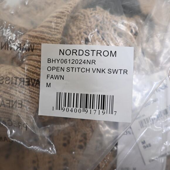 Design History Womens M Open Stitch V-Neck Sweater in Fawn NEW - Picture 11 of 11